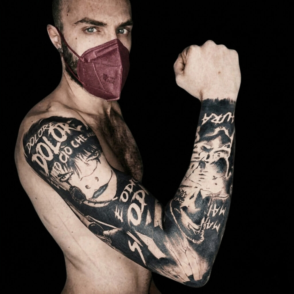blackwork tattoo ilcorvo braccio completo
