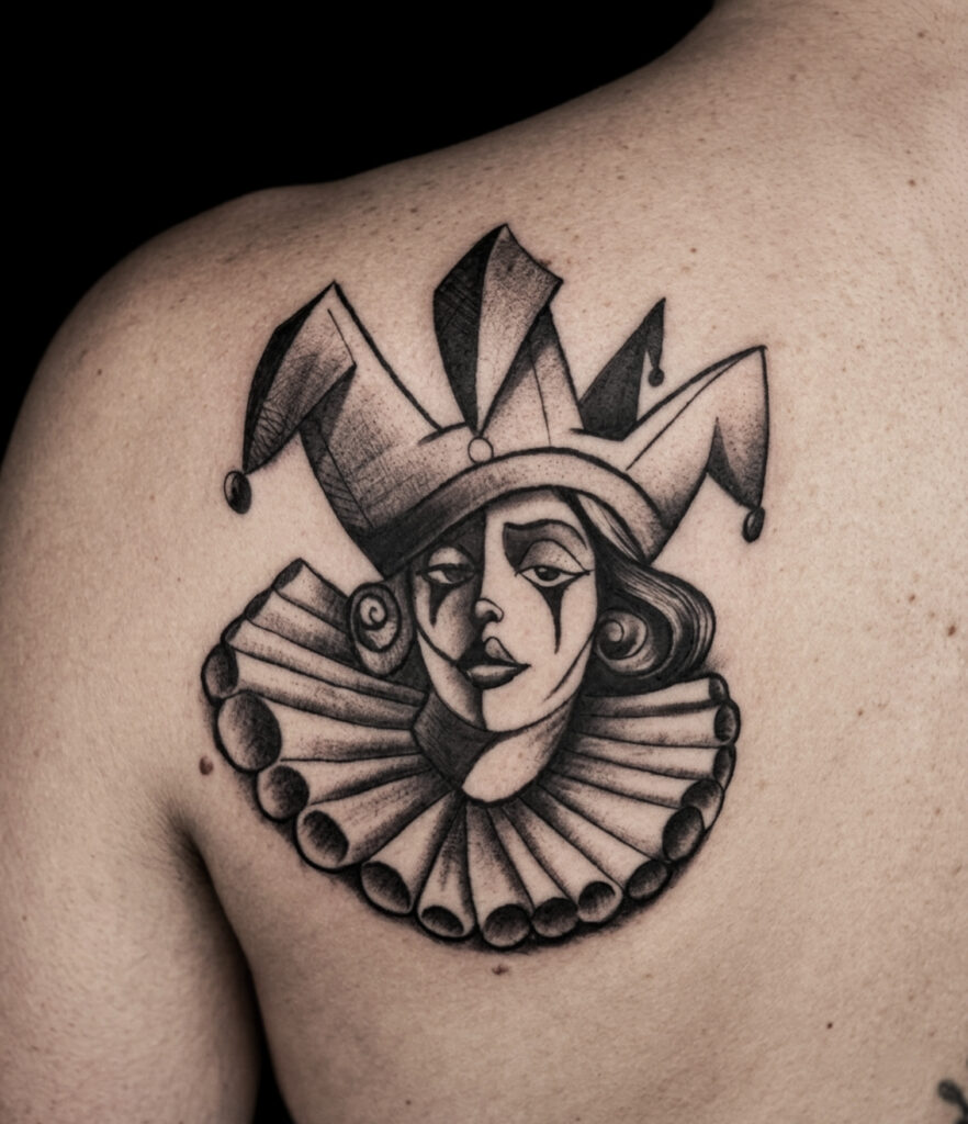 blackwork tattoo pagliaccia