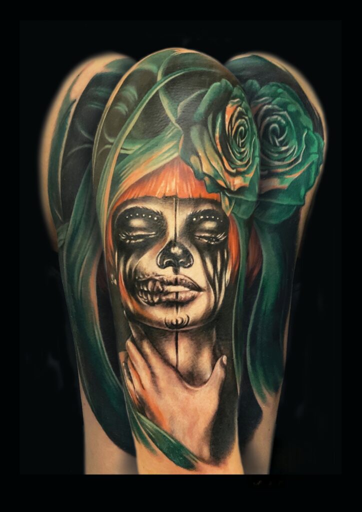 realismo tattoo catrina color