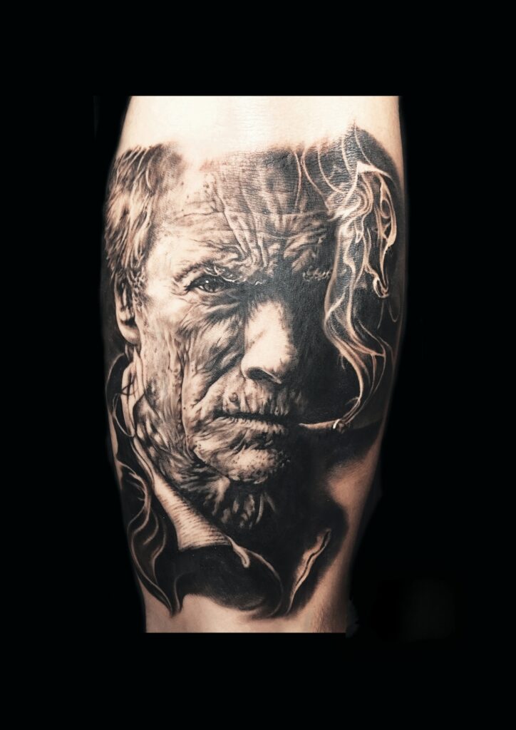 realismo tattoo clint eastwood smoke